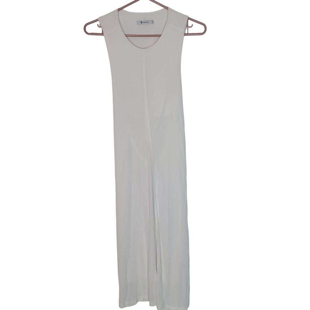 Alexander Wang Womens Fitted Open Back Midi Dress Size XS Ivory Lined Designer
